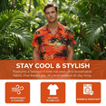 thumbnail image 3 of LALAMELON Men's Hawaiian Shirt Button Down Tropical Holiday Beach Shirts Casual Short Sleeve Tops, 3 of 5