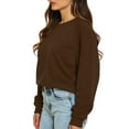 thumbnail image 6 of Mohiass Oversized Sweatshirt for Women Long Sleeve Crewneck Sweatshirts Cozy Fleece Pullover Sweaters Casual Sweatshirt Brown 2XL, 6 of 6