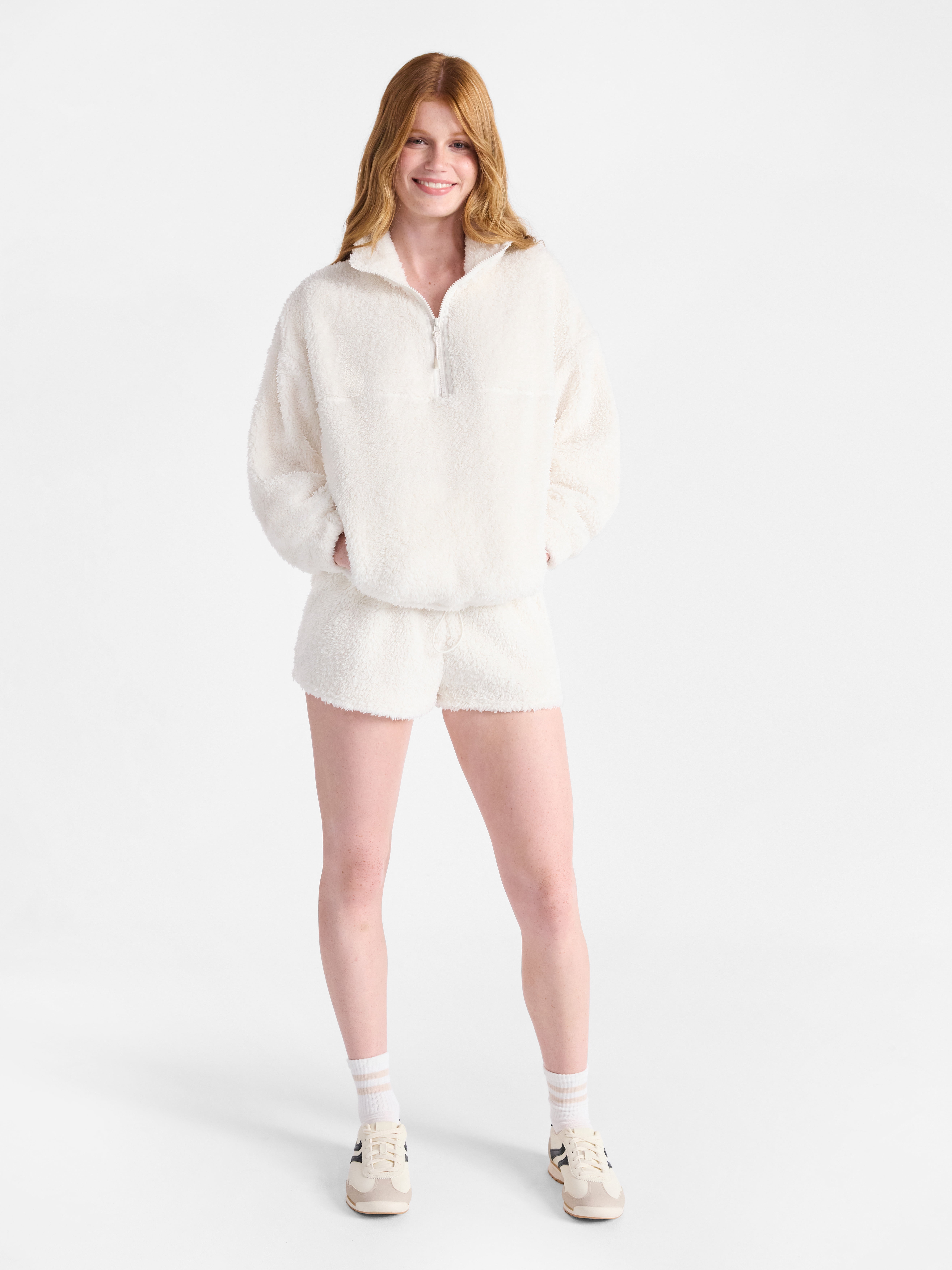 No Boundaries Plush Half-Zip Pullover, Women's and Plus Sizes XXS-XXL