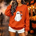 thumbnail image 3 of Alllist Halloween Fall Winter Tops for Women 2026 Crew Neck Long Sleeve Orange Sweatshirt Relaxed Fit Ghost Bat Refined Tops Orange,Xl, 3 of 4