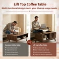 thumbnail image 4 of 35.4" Lift Top Coffee Table with Storage, Mid Century Modern Coffee Table with Sliding Door & Hidden Compartment, for Living Room, Walnut, 4 of 11