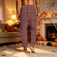 thumbnail image 7 of Mens Sleep Pants with Pockets Plaid Pajama Pants Cute Drawstring Elastic Waist Pant Cuffed Hem Straight Leg Home Sleepwear, 7 of 7