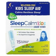 Boiron, Kids, SleepCalm Liquid Doses, 3+ Years, Melatonin-Free, 15 Pre-Measured Liquid Doses, 0.034 fl oz Pack of 4