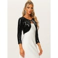 thumbnail image 3 of DARING DIVA Sequin Jacket Sparkly Open Front Crop Shrug Bolero Cardigan S Black, 3 of 6