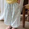thumbnail image 2 of Odeerbi 1-10 Años Niñas Algodón Bloomers Verano Floral Ruffle Jogger Pantalones Flower Print Lindo Ocio Linterna Pantalones Pantalones Haren Con Bolsillo, 2 of 8