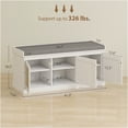 thumbnail image 4 of JERFIT Entryway Storage Bench with Cushion, Shoe Rack Organizer with Adjustable Shelves and Woven Rattan Doors, Multifunctional Hallway Seat Bench for Living Room, Bedroom, Gray/White, 4 of 8