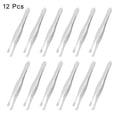 thumbnail image 2 of 12 Pcs Flat Tip Eyebrow Trimmer Tweezers Cosmetic Tool Silver Tone, 2 of 5