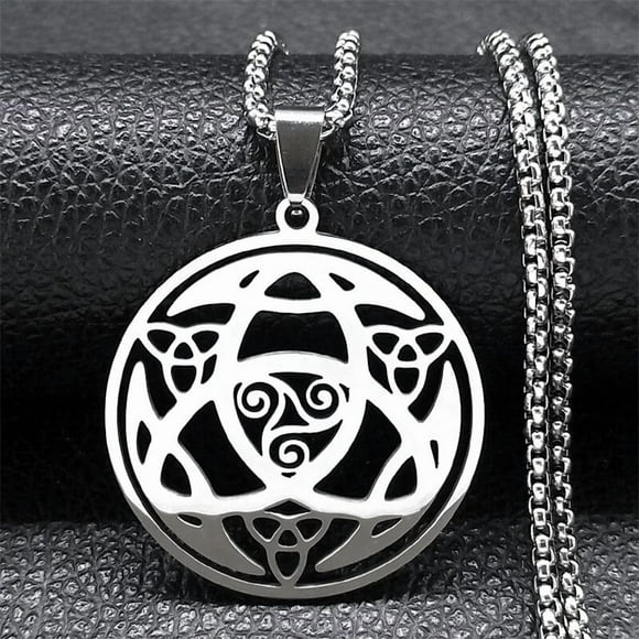 Viking Trinity Celtic Knot Pendant Necklace for Men Women Stainless Steel Witch Triskele Triskelion Necklaces Jewelry collar