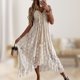 thumbnail image 5 of Vestido Largo Vestido largo bohemio de encaje para mujer Vestido suelto de verano con hombros descubiertos (Beige XXL) Cgtredaw Para estrenar, 5 of 6