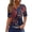 Navy, variant on Women’s Short Sleeve V Neck Top with Butterfly and Star Print Casual Loose Fit T Shirt for Everyday Wear Lightweight Pullover Blouse Blue L