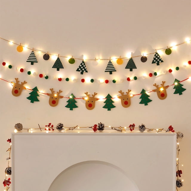 Oioii Merry Christmas Banner , Xmas Theme Party Supplies Christmas Tree Banner Birthday Party Decorations Hanging Flags