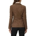 thumbnail image 3 of Unique Bargains Women's Faux Suede Belted Long Sleeve Single Breasted Blazer L Dark Brown, 3 of 6
