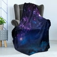 thumbnail image 4 of Space Soft Flannel Fleece Throw Blanket, Milky Way Themed Dark Matter with Star Field Sci Fi Travel Display Artwork Print, Cozy Plush for Indoor and Outdoor Use, 70" x 90", Magenta Blue, by Ambesonne, 4 of 5