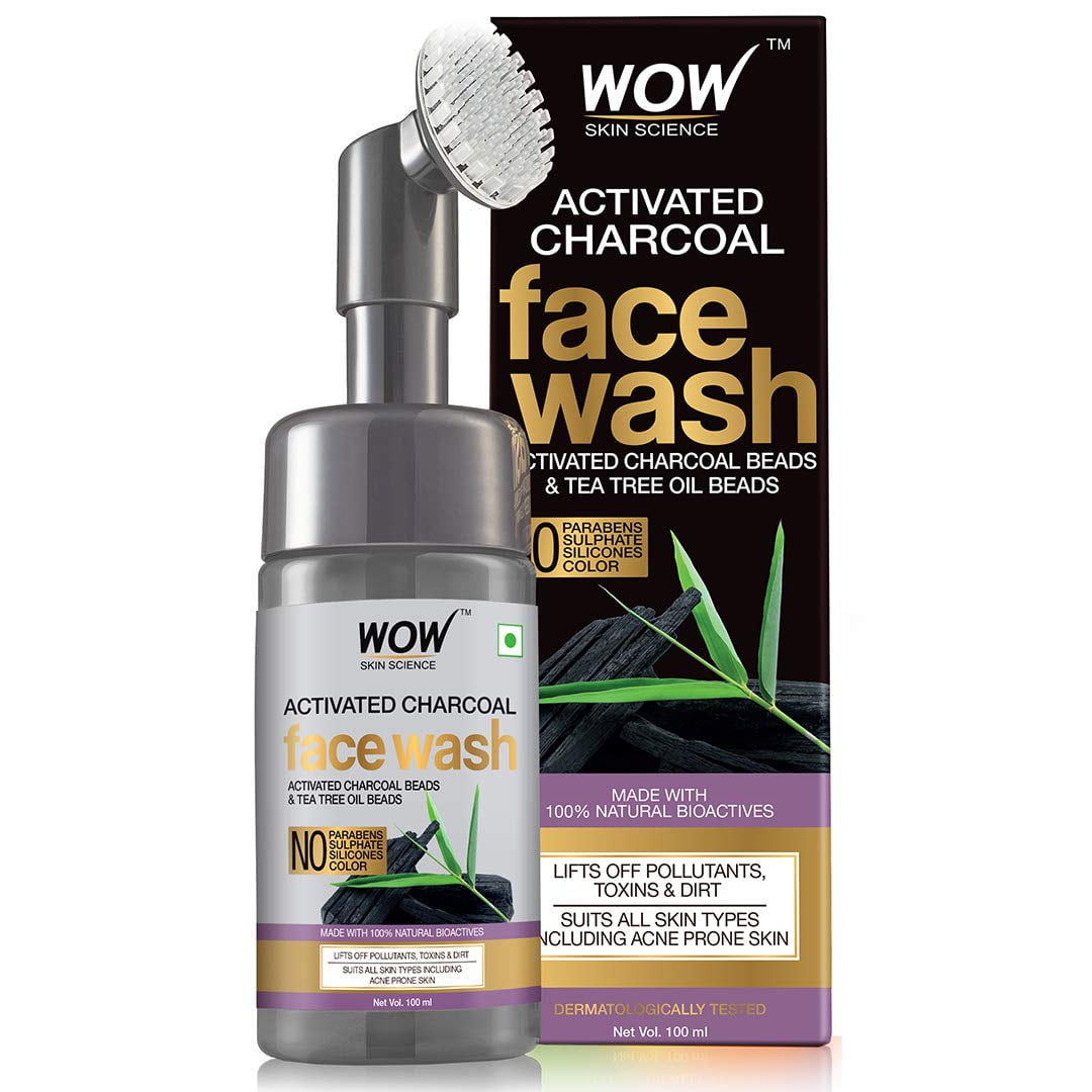 WOW Skin Science Activated Charcoal Foaming Face Wash with Brush