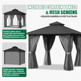 thumbnail image 5 of Clouddwell 10' X 10' Hardtop Gazebo with Double Roof Outdoor Gazebos for Patio Lawn and Garden Included Netting and Curtains, Gray, 5 of 9
