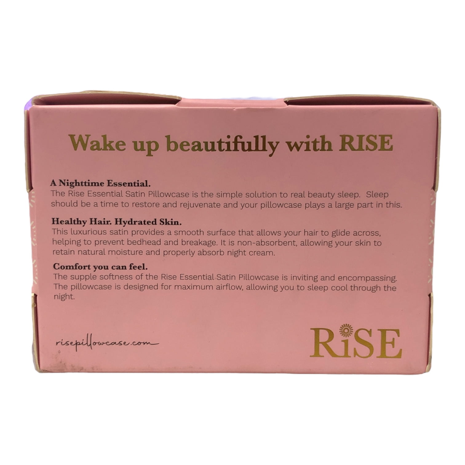 RISE Essential Satin Pillowcase, Standard/Queen, Soft Rose