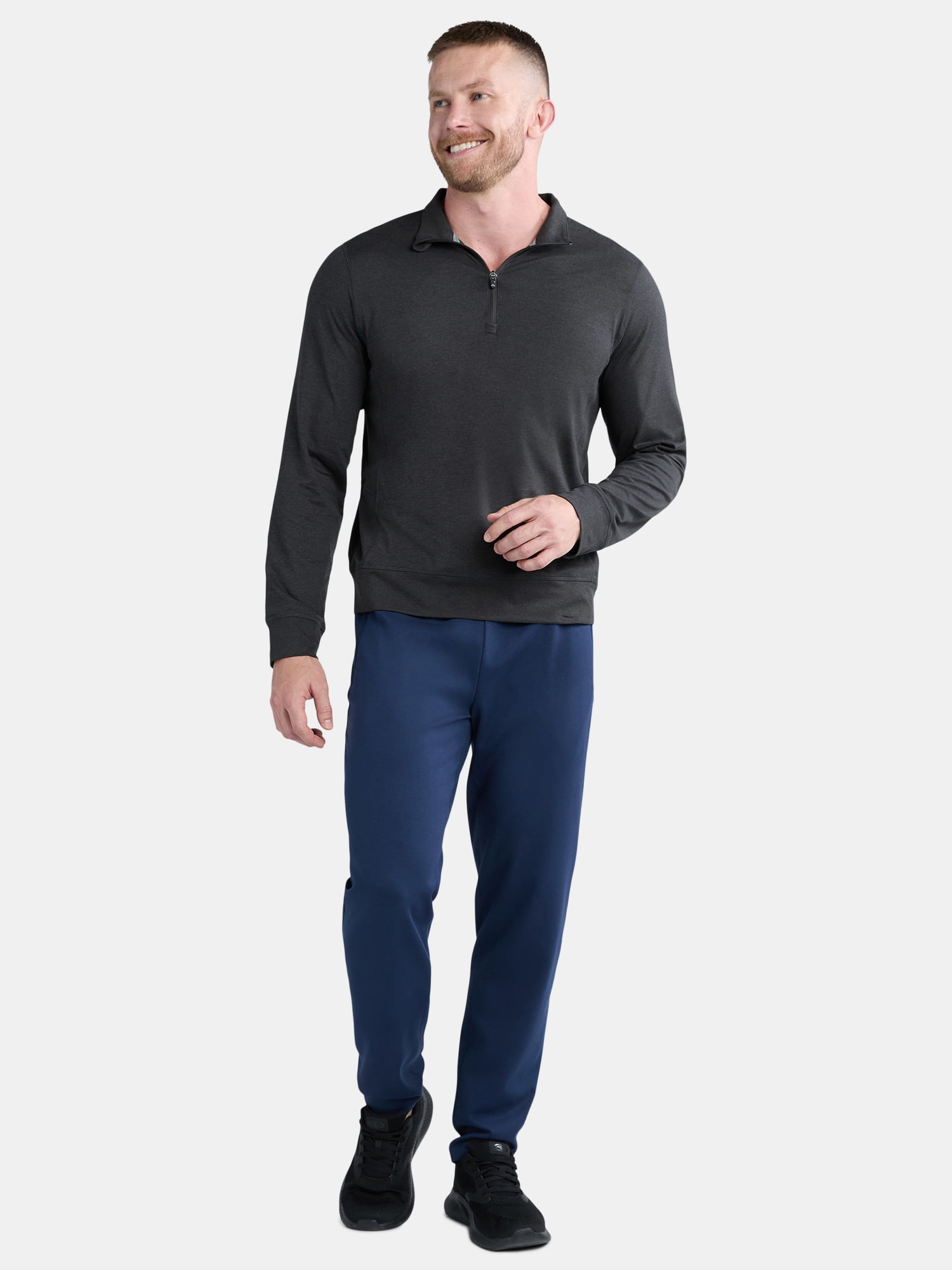 Athletic Works Men's and Big Men's ButterCore Soft Quarter-Zip Pullover Shirt, Sizes S-3XL