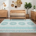 thumbnail image 5 of Assaile 8 x 10 ft Polyester Pearl Velvet Light Blue Rectangular Hallway Bathroom Entryway Kitchen Office Foldable Flower Moon Printed Modern Washable Area Rug, 5 of 7