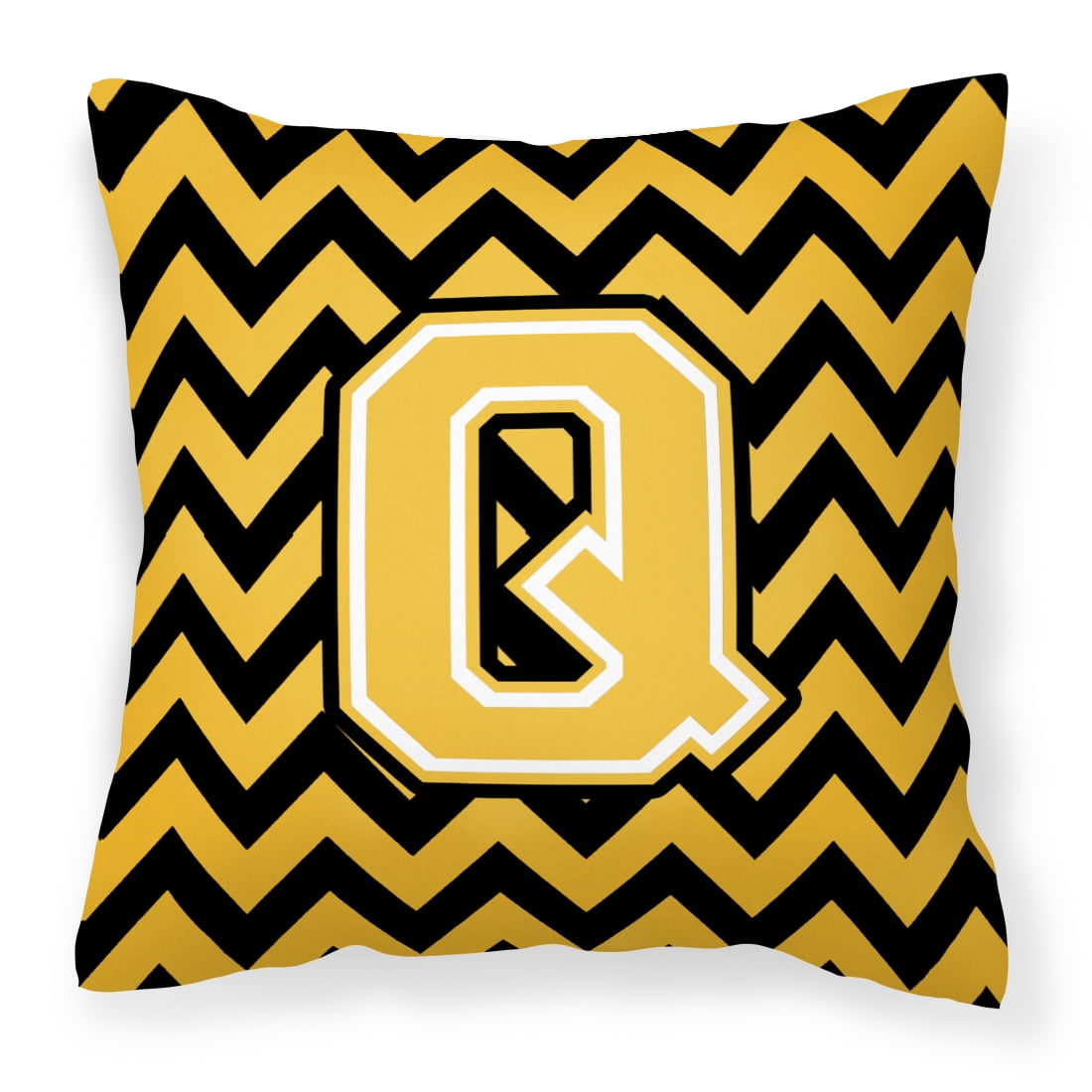 Letter Q Chevron Black and Gold Fabric Decorative Pillow - Walmart.com