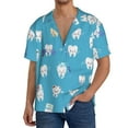 thumbnail image 7 of Lsque Cute Healthy Teeth print Men's Cuban Collar Short Sleeve Shirt Summer Beachwear Casual Button Down Fashionable Vacation Leisure Shirt-3X-Large, 7 of 7