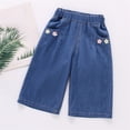 thumbnail image 2 of MuXiKeJi Clothes Jeans Baggy Girls Soft Loose Casual Wide Leg Denim Pants Breathable Lightweight Daily Summer Bottoms for Toddler Kids Girls Jeans Pants, 2 of 5
