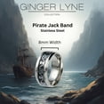 thumbnail image 3 of Pirate Jack Wedding Band Skull Ring Stainless Steel Men Women Ginger Lyne Collection, 3 of 5