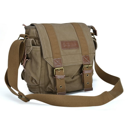 Gootium Vintage Canvas Messenger Bag Small Shoulder Bag Crossbody Satchel, Army Green | Walmart ...