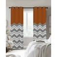 thumbnail image 3 of Fsddascl Grey Chevron Blackout Curtains for Bedroom/Living Room, Thermal Insulated Kitchen Curtains, Geometric Orange Print Wavy Striped White Grommet Darkening Window Treatment Drapes 52"x45"x2, 3 of 8