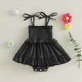 thumbnail image 2 of TOWED22 Girl Newborn Baby Girls Romper Dress Ruffle Sleeve Letter Printed Lace Tutu Skirted Cute Summer Clothes Black,6-12 M, 2 of 8