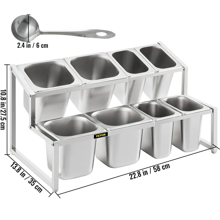 8 Pans Spice Rack Stand Inclined Seasoning Container Organizer Stainless  Steel