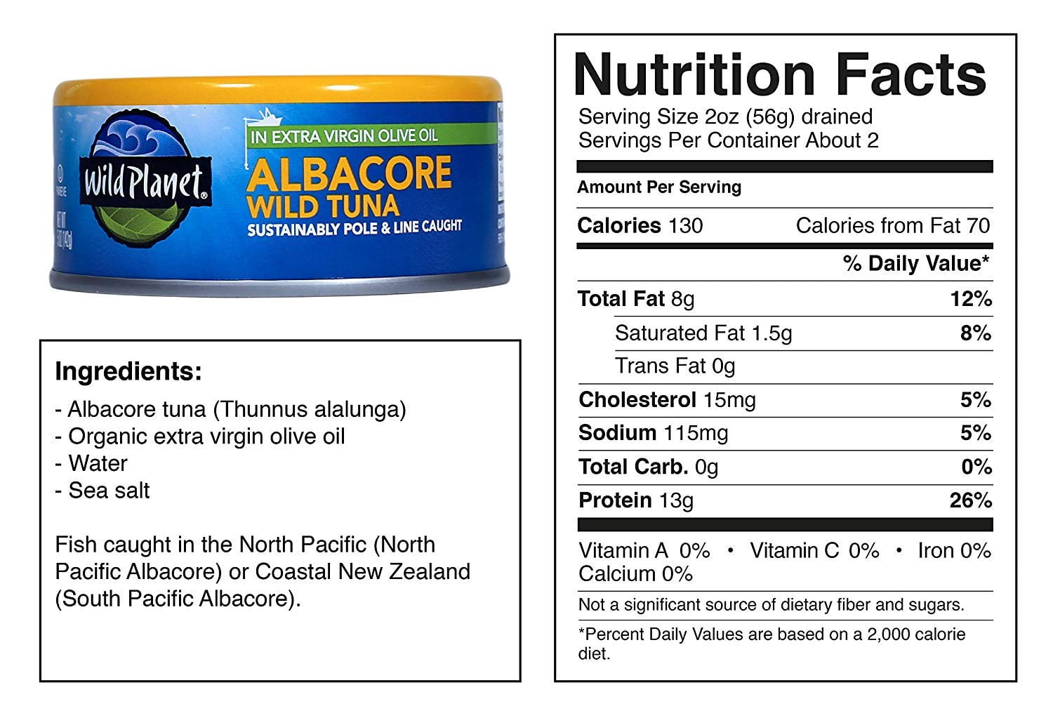 Wild Planet Wild Albarcore in Extra Virgin Olive Oil Tuna, 5 OZ (Pack of 12)