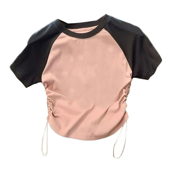 Girls T-Shirts Back Bow Tie Kids Cotton Summer Short Sleeve Tops Cute Leisure Fashion Shirt Round Neck Tee Shirt for Girls 3-14 Years Pink 2-3 Years