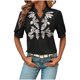 thumbnail image 1 of Vestidos Casuales Para Mujer, Blusas De Mujer De Moda Suéter de manga corta con cuello en V y bordado de lino sintético para mujer, top de moda, 1 of 5