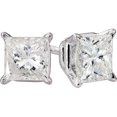 thumbnail image 1 of 1ct Princess Cut Natural Diamond Studs 14K White Gold, 1 of 1