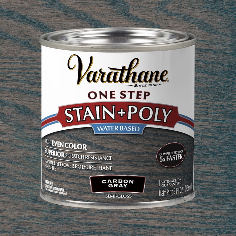 Varathane One Step Stain + Polyurethane, Carbon Gray, Half Pint photo 1