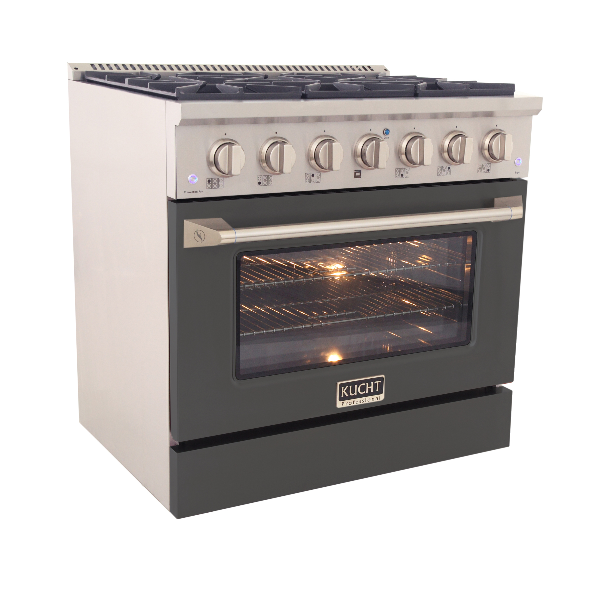 36 in. 5.2 cu. ft Dual Fuel Range for Propane Gas Sealed Burners in Cement Grey.