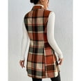 thumbnail image 2 of Arlun Womens Flannel Plaid Vest Coats Trendy Long Sleeveless Lapel Button down Jackets Casual Fall Winter Checkered Shacket No Hooded Coat Soft Comfort Outwear Red XL, 2 of 5