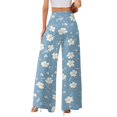 thumbnail image 5 of Wide Leg Pants Women Casual Flower Print Elastic Waist Palazzo Pant for Women Dressy Long Trousers with Pockets, 5 of 6