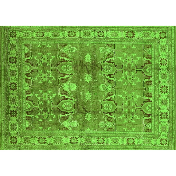Ahgly Company Indoor Rectangle Oriental Green Traditional Area Rugs, 7' x 9'