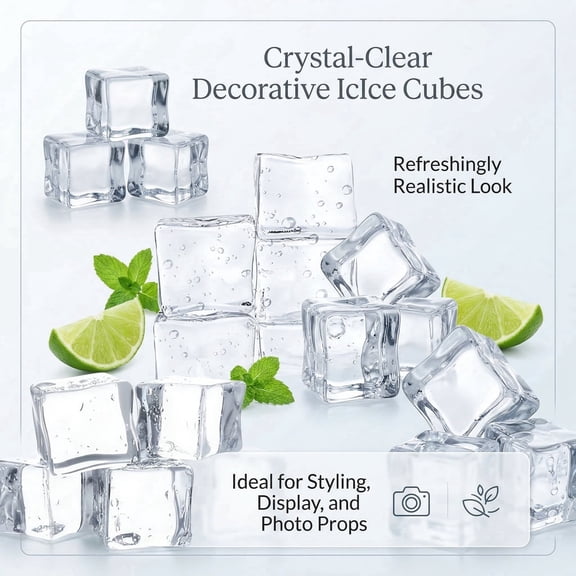 GQCLNBH 50PCS Clear Decorative Cubes, 0.8 in Square Fake Ice Props for Photography, Vase Fillers, Table Decor and Event Styling