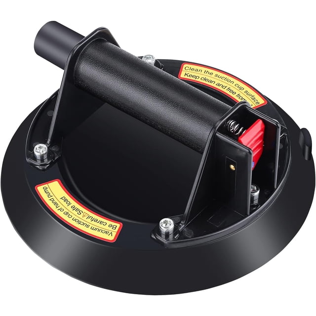 Ventosa industrial, ventosas de vacío de alta resistencia con línea de advertencia roja para una amplia aplicación, diseño ergonómico de succión fuerte para superficies lisas, color negro (8 pulgadas)
