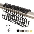 thumbnail image 1 of 2lbDepot Crochets pour Rideaux de Douche - Finition Noire - Acier Inoxydable 18/8 de Qualité Supérieure - Crochets Doubles avec Rouleaux Faciles à Glisser - Six Finitions Disponibles - Jeu de 12 pour Tiges de Douche, 1 of 12