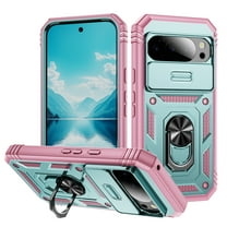 TECH CIRCLE Phone Case for Google Pixel 10 Pro XL,Slide Camera Cover & 360°Rotating Ring Kickstand,Military Grade Hard Shell Heavy Duty Full Body Protection, Shockproof for Google 10 Pro XL,F