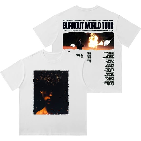 BoyWithUke Burnout World Tour Merch Vintage Wash T-Shirts Cosplay Women Men Fashion Short Sleeve Tee