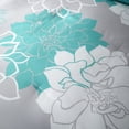 thumbnail image 6 of Flymme Full Size Comforter Sets 7 Piece Bed in a Bag Teal Floral Printed on Gray Comforter Set with Sheets Botanical Complete Bedding Set for All Season, 6 of 8