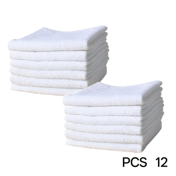 AUQ 12Pcs White Hand Towels for Bathroom 9.84*9.84" Cotton Hand Towel Bulk for Gym Kitchen And Spa Soft Highly Absorbent Quick Dry Multipurpose Cleaning Towels White Towels