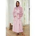 thumbnail image 4 of HEARTNICE Womens Hooded Robe, Soft Warm Fleece Bathrobes Full Length Plush House Coat,(Dusty Pink,S-M), 4 of 5