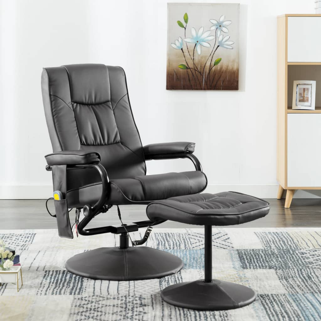 faux leather chair and footstool