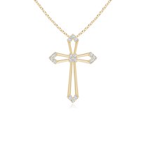 ANGARA Natural Pointed Open Cross Pendant with Diamonds in 14K Yellow Gold for Women (Size-1mm| Color-G| Clarity-VS2) | April Birthstone, Anniversary Jewelry Gift for Women | Natural Diamond Necklace