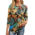 thumbnail image 2 of Fantaslook Womens Plus Size Tops 3/4 Sleeve Pleated Dressy Blouses Crew Neck Casual Tunic Tops Summer Shirts, 2 of 7